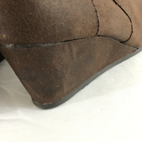 Sugar Womens Ankle Boots Booties Wedge Heel Faux Suede Zipper Buckle Brown 8.5 - Picture 6 of 9